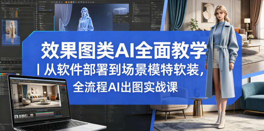 效果图类AI全面教学|从软件部署到场景模特软装,全流程AI出图实战课-资源共享