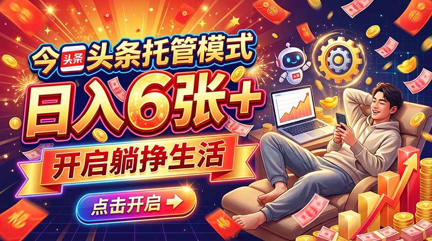 （21083期）今日头条AI托管模式，每天5分钟，最高月入5000+，操作超简单，零门槛-资源共享