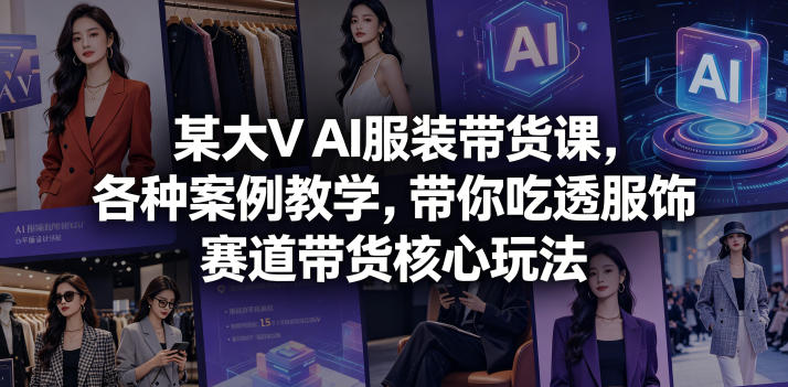 某大V AI服装带货课，各种案例教学，带你吃透服饰赛道带货核心玩法-资源共享