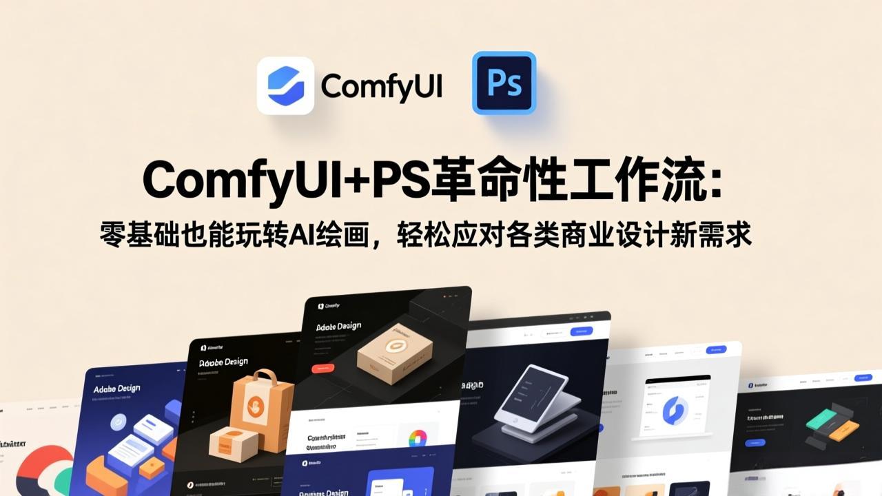 ComfyUI+PS革命性工作流：零基础也能玩转AI绘画，轻松应对各类商业设计新需求-资源共享