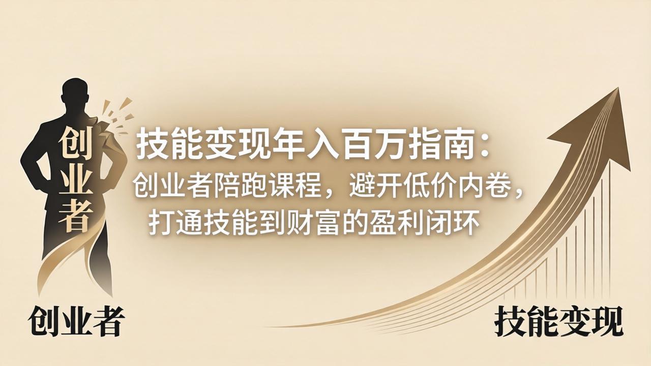 技能变现年入百万指南：创业者陪跑课程，避开低价内卷，打通技能到财富的盈利闭环-资源共享