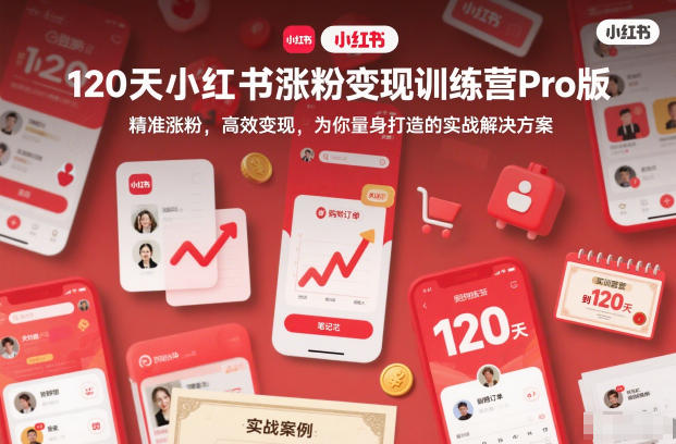120天小红书涨粉变现训练营Pro版，精准涨粉，高效变现，为你量身打造的实战解决方案-资源共享
