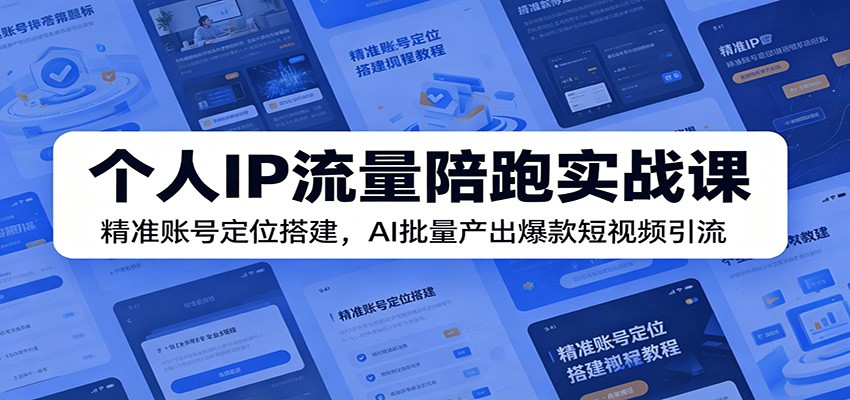 个人IP流量陪跑实战课:精准账号定位搭建,AI批量产出爆款短视频引流-资源共享