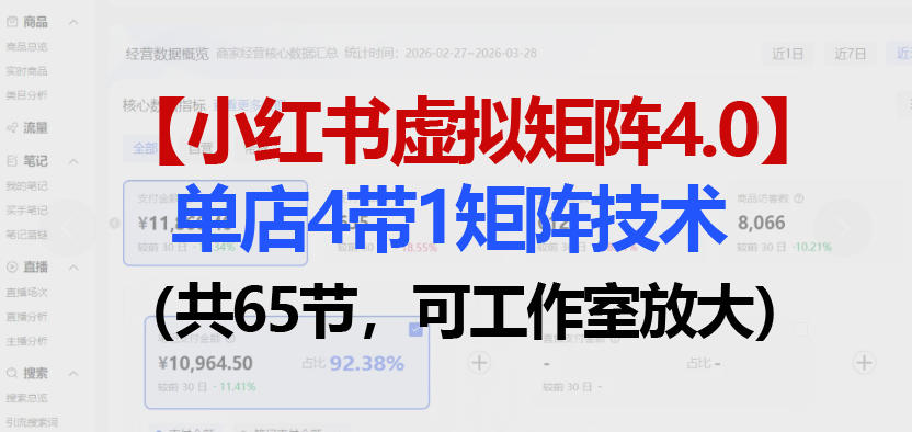 小红书虚拟矩阵4.0技术：单店4带1矩阵(共65节，可工作室放大)-资源共享