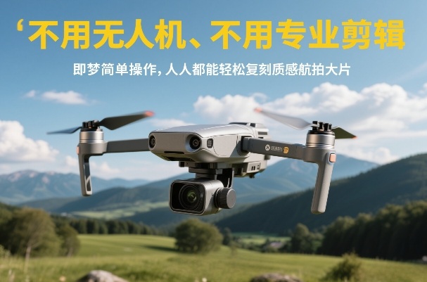 不用无人机、不用专业剪辑，即梦简单操作，人人都能轻松复刻质感航拍大片-资源共享