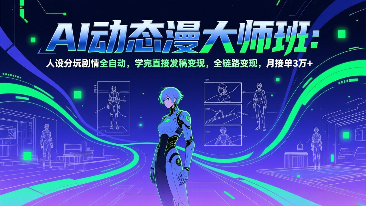 AI动态漫剧大师班：人设分镜剧情全自动，学完直接发稿变现，全链路变现，月接单3万+-资源共享