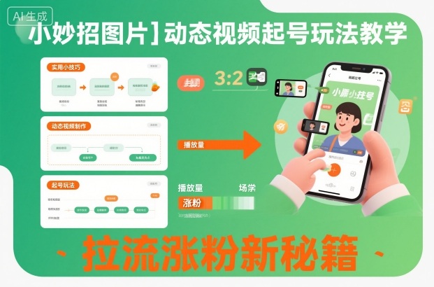 小妙招图片＋动态视频起号玩法教学，拉流涨粉新秘籍-资源共享