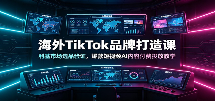 海外TikTok品牌打造课:利基市场选品验证,爆款短视频AI内容付费投放教学-资源共享