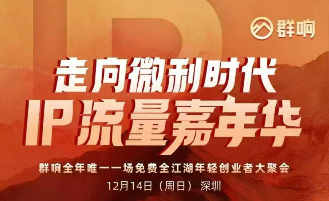 2025ip嘉年华万人12月14深圳线下课，走向微利时代，IP流量嘉年华，实操性极强的商业干货课-资源共享