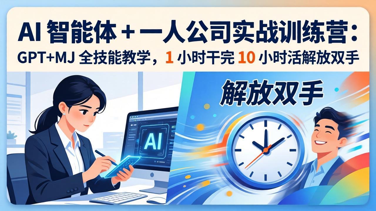 AI 智能体 + 一人公司实战训练营：GPT+MJ 全技能教学，1 小时干完 10 小时活解放双手-资源共享