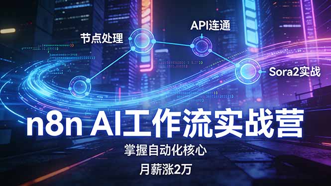n8n AI工作流实战营，节点处理+API连通+Sora2实战，掌握自动化核心月薪涨2万-资源共享