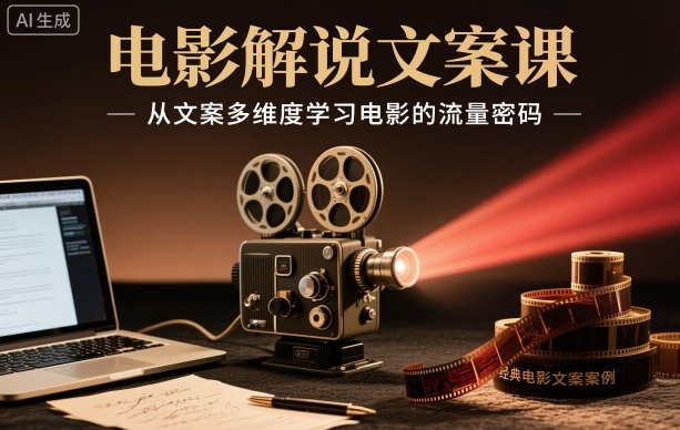 电影解说文案课，从文案多维度学习电影的流量密码-资源共享