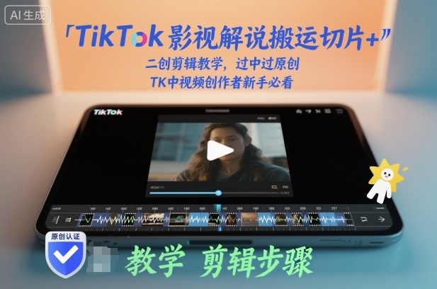 TikTok影视解说搬运切片+二创剪辑教学，过中过原创，TK中视频创作者新手必看-资源共享