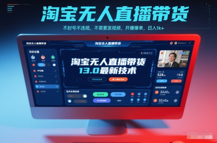 淘宝无人直播带货13.0最新技术，不封号不违规，不需要发视频，开播爆单，日入1k+【揭秘】-资源共享