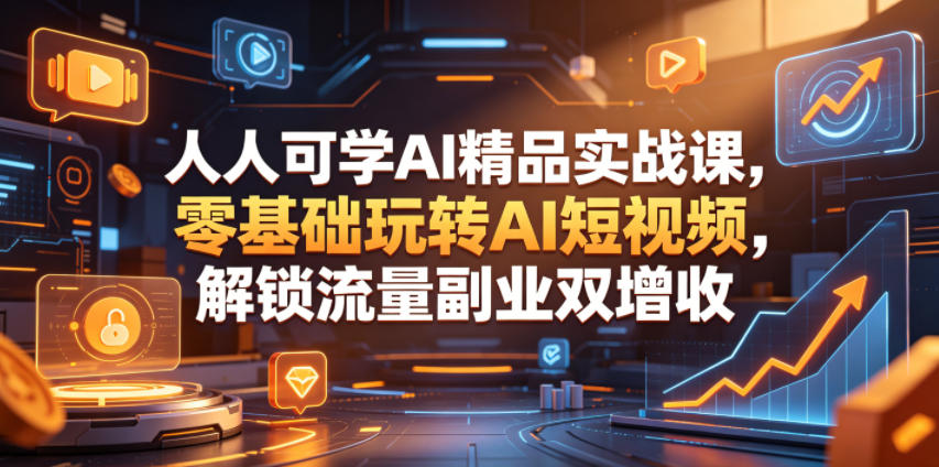 人人可学AI精品实战课,零基础玩转AI短视频,解锁流量副业双增收-资源共享