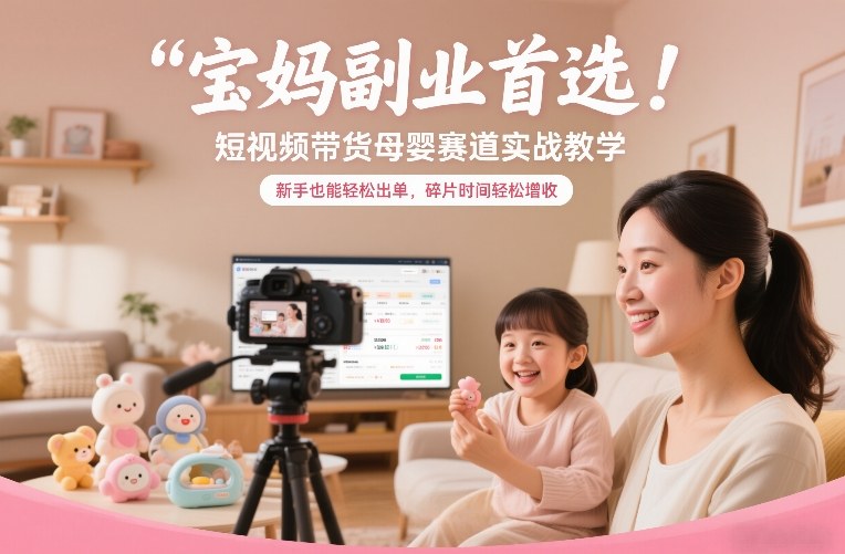 宝妈副业首选！短视频带货母婴赛道实战教学，新手也能轻松出单，碎片时间轻松增收-资源共享
