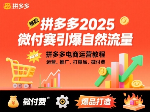 拼多多2025微付费引爆自然流量，拼多多电商运营教程，运营、推广、打爆品、微付费(更新)-资源共享