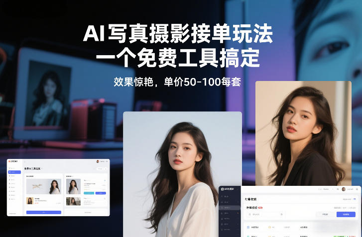 AI写真摄影接单玩法，一个免费工具搞定，效果惊艳，单价50-100每套-资源共享