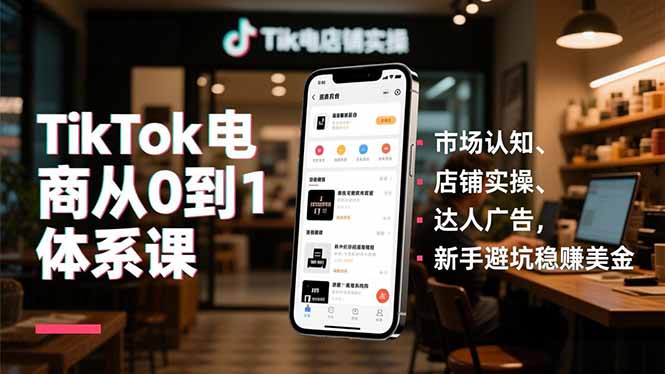 TikTok电商从0到1体系课，市场认知、店铺实操、达人广告，新手避坑稳赚美金-资源共享