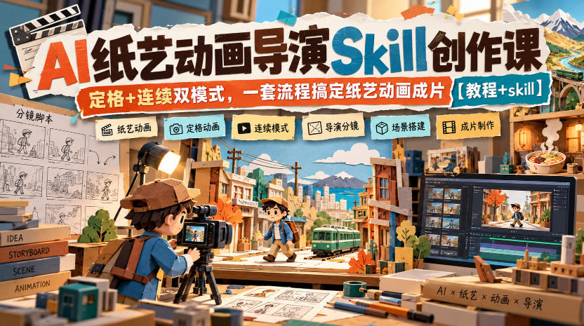 AI纸艺动画导演Skill创作课|定格+连续双模式,一套流程搞定纸艺动画成片【教程+skill】-资源共享