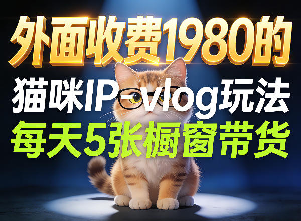 宠物赛道猫咪IP-vlog玩法，26条视频涨粉29W，每天5张橱窗带货拆解-资源共享