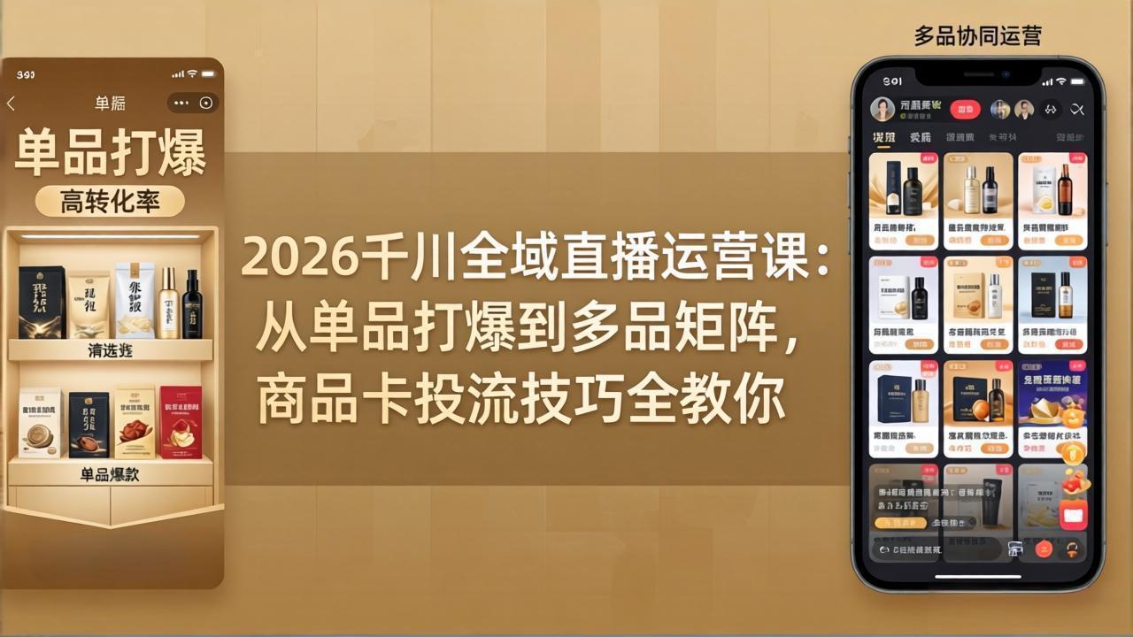 2026千川全域直播运营课：从单品打爆到多品矩阵，商品卡投流技巧全教你-资源共享