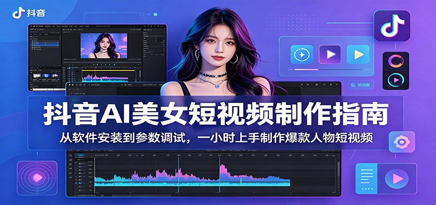 抖音AI美女短视频制作指南：从软件安装到参数调试，一小时上手制作爆款人物短视频-资源共享