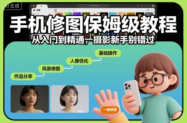 手机修图保姆级教程，从入门到精通，摄影新手别错过-资源共享