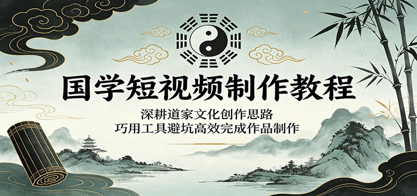 国学短视频制作教程:深耕道家文化创作思路,巧用工具避坑高效完成作品制作-资源共享
