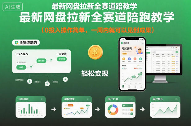 最新网盘拉新全赛道陪跑教学，0投入操作简单，一周内就可以见到成果-资源共享