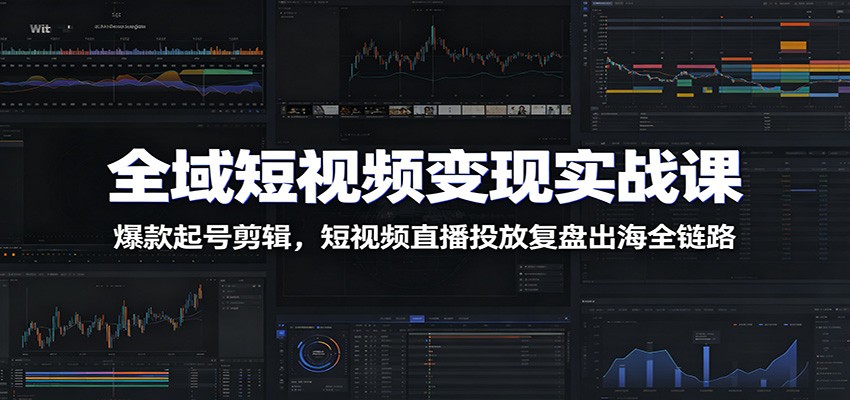 全域短视频变现实战课:爆款起号剪辑,短视频直播投放复盘出海全链路-资源共享