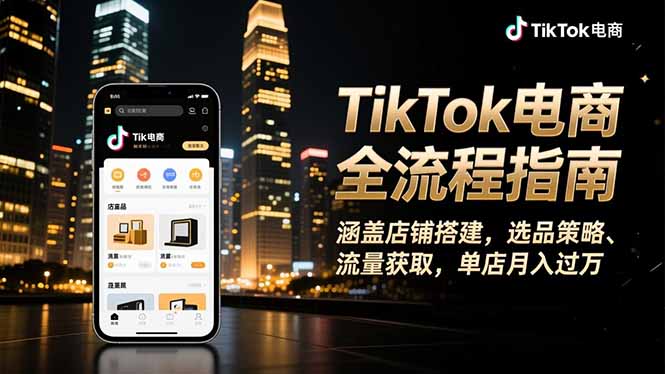 TikTok电商全流程指南，涵盖店铺搭建、选品策略、流量获取，单店月入过万-资源共享