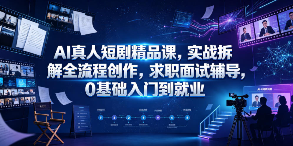 AI真人短剧精品课,实战拆解全流程创作,求职面试辅导,0基础入门到就业-资源共享