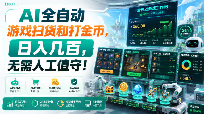 AI全自动游戏扫货和打金币,日入几百,无需人工值守!【揭秘】-资源共享