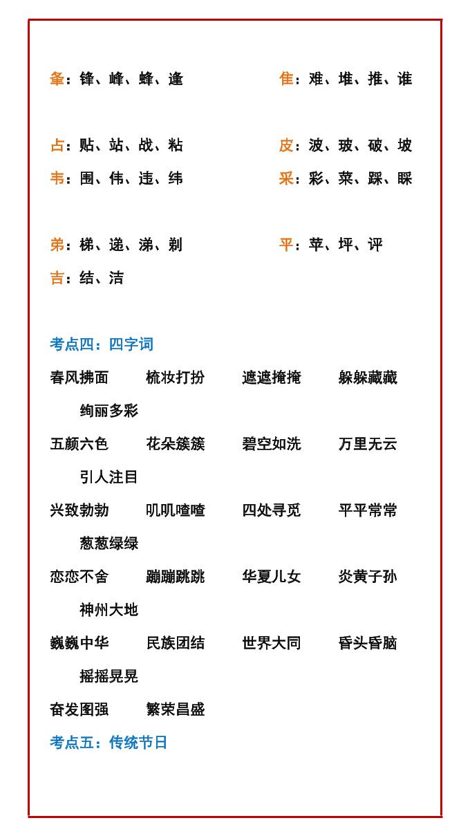 二年级下语文期中复习知识点-资源共享