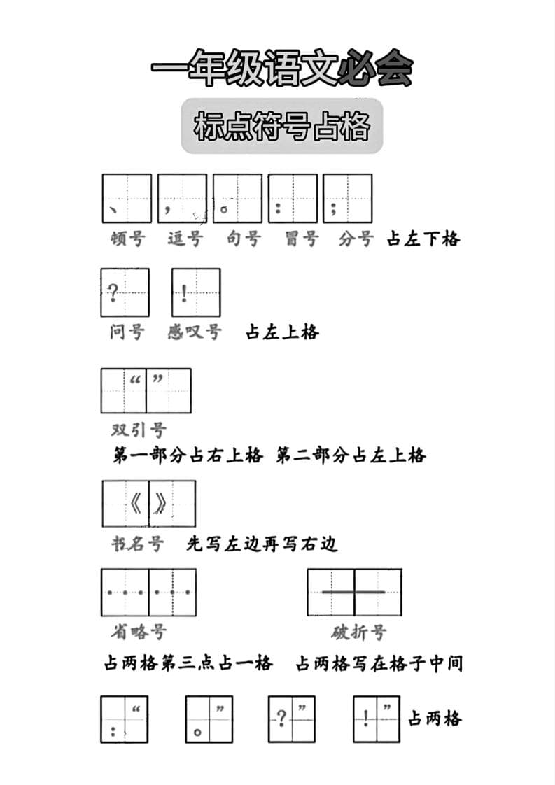 一年级下语文标点符号口诀歌-资源共享