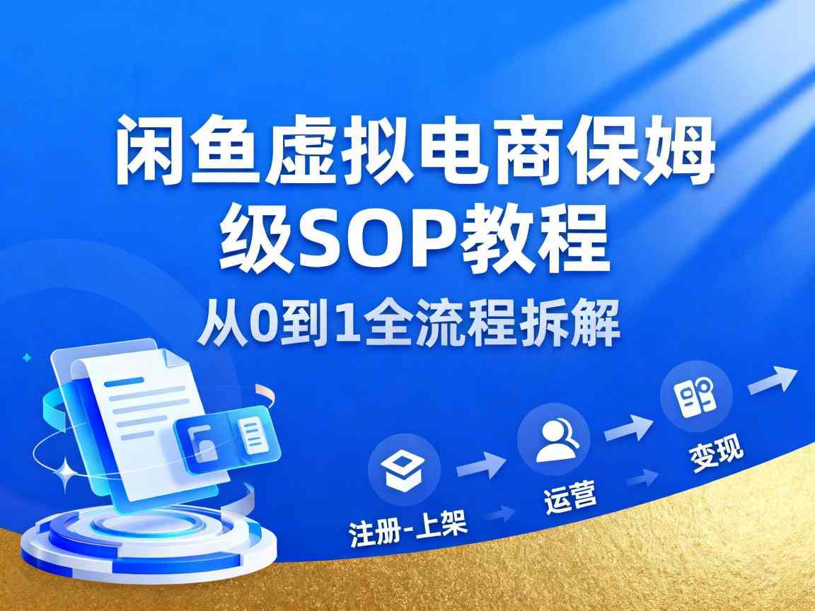 闲鱼虚拟电商，月入轻松过1W，保姆级SOP教程-资源共享
