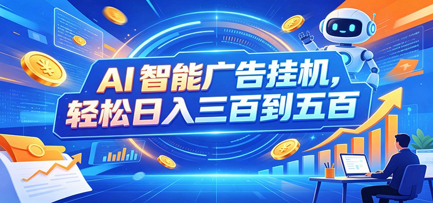 AI智能广告挂机,24小时自动跑,日入300-500,新手零门槛-资源共享