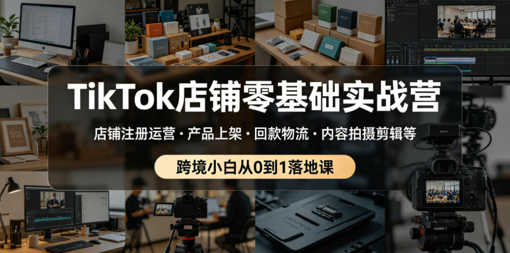 TikTok店铺零基础实战营,店铺注册运营・产品上架・回款物流・内容拍摄剪辑等 ,跨境小白从0到1落地课-资源共享