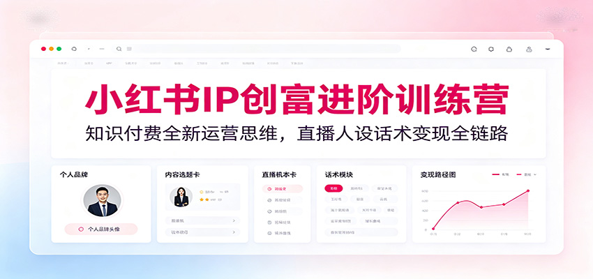 小红书IP创富进阶训练营:知识付费全新运营思维,直播人设话术变现全链路-资源共享