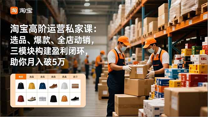 淘宝高阶运营私家课：选品、爆款、全店动销，三模块构建盈利闭环，助你月入破5万-资源共享