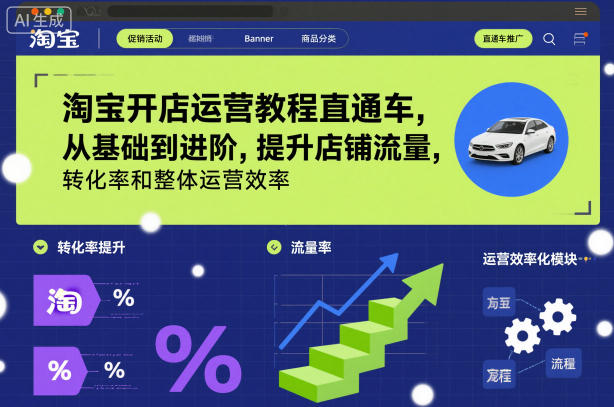 淘宝开店运营教程直通车，从基础到进阶，提升店铺流量，转化率和整体运营效率(更新11月)-资源共享