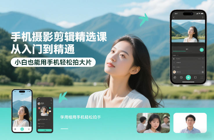 手机摄影剪辑精选课，从入门到精通，小白也能用手机轻松拍大片-资源共享