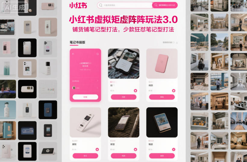 小红书虚拟矩阵玩法3.0，铺货铺笔记型打法，少款狂怼笔记型打法-资源共享