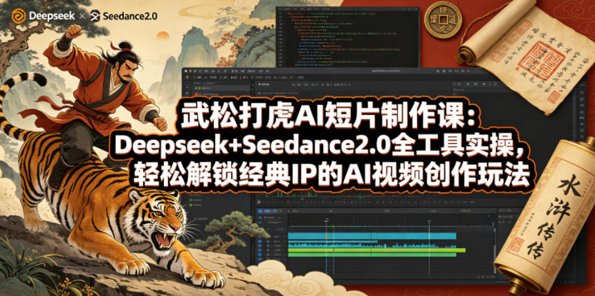 武松打虎AI短片制作课:Deepseek+Seedance2.0全工具实操,轻松解锁经典IP的AI视频创作玩法-资源共享