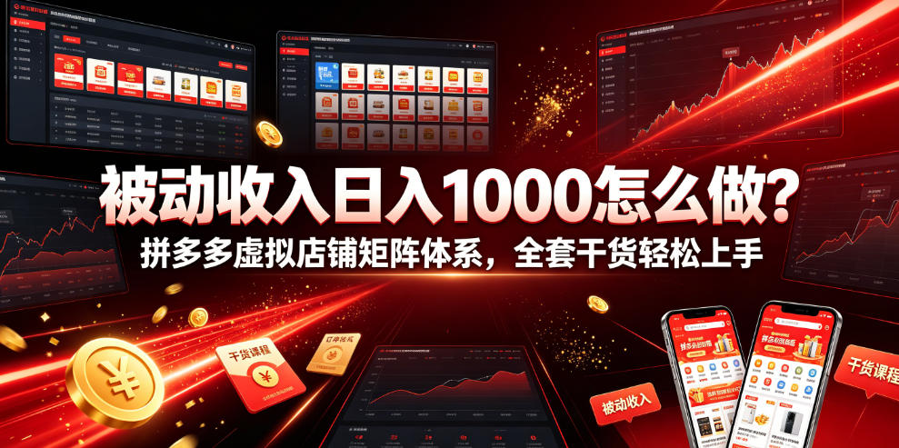 被动收入日入1000怎么做？拼多多虚拟店铺矩阵体系，全套干货轻松上手【揭秘】-资源共享