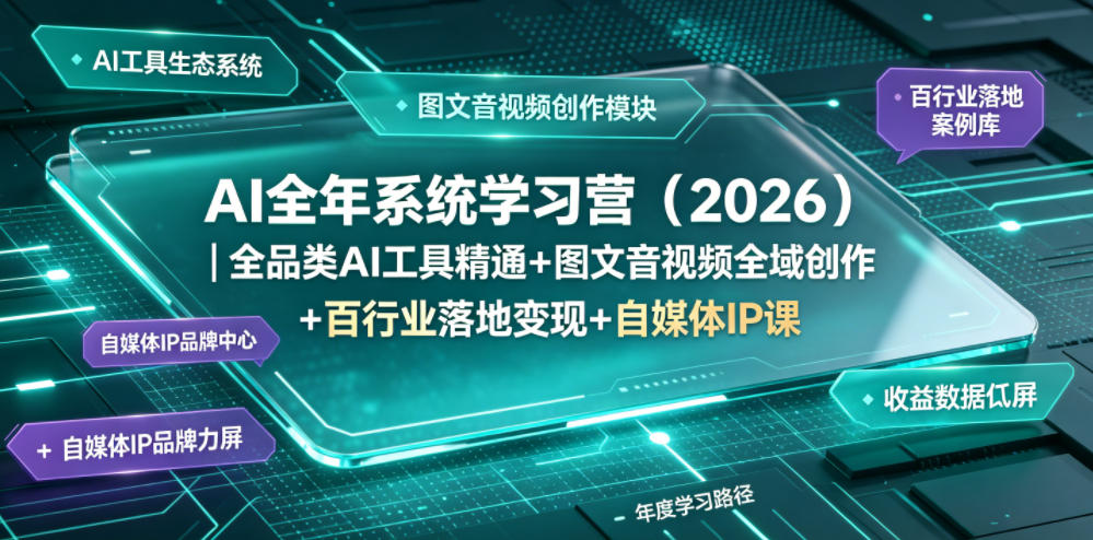 AI全年系统学习营(2026)｜全品类AI工具精通+图文音视频全域创作+百行业落地变现+自媒体IP打造年度进阶大课-资源共享