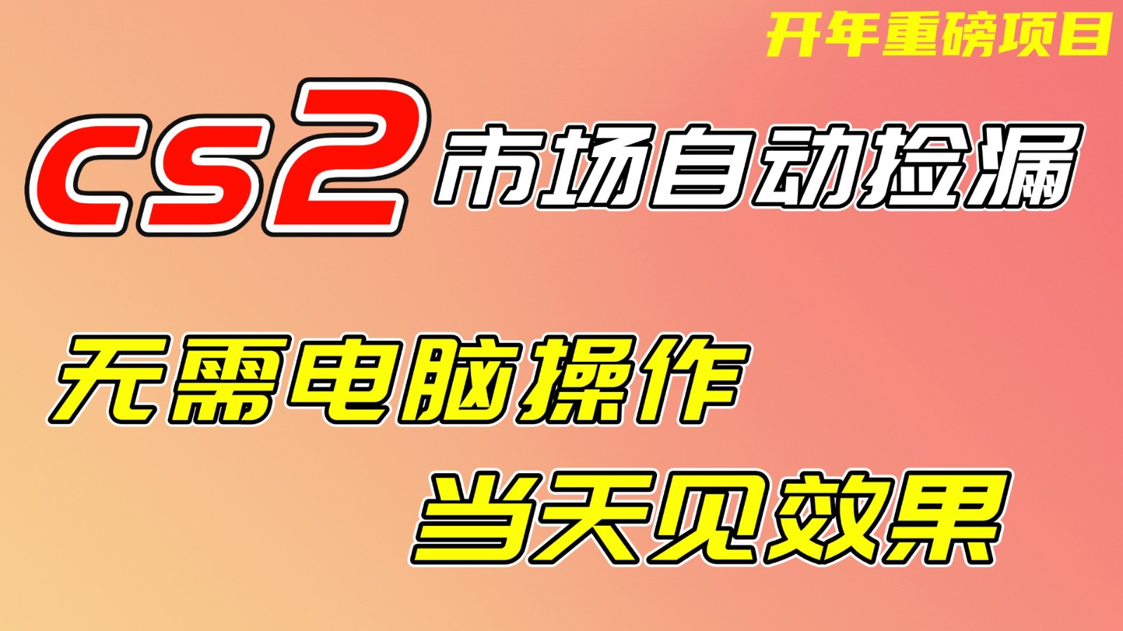 CS2市场挂机项，无需电脑操作，无需进入游戏，当天见效果，支持任何形式验证-资源共享