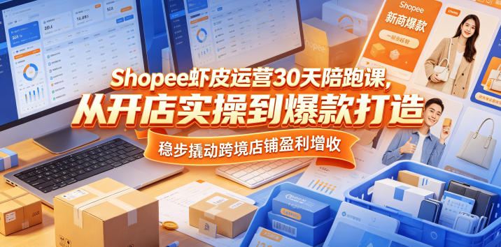 Shopee虾皮运营30天陪跑课,从开店实操到爆款打造,稳步撬动跨境店铺盈利增收-资源共享