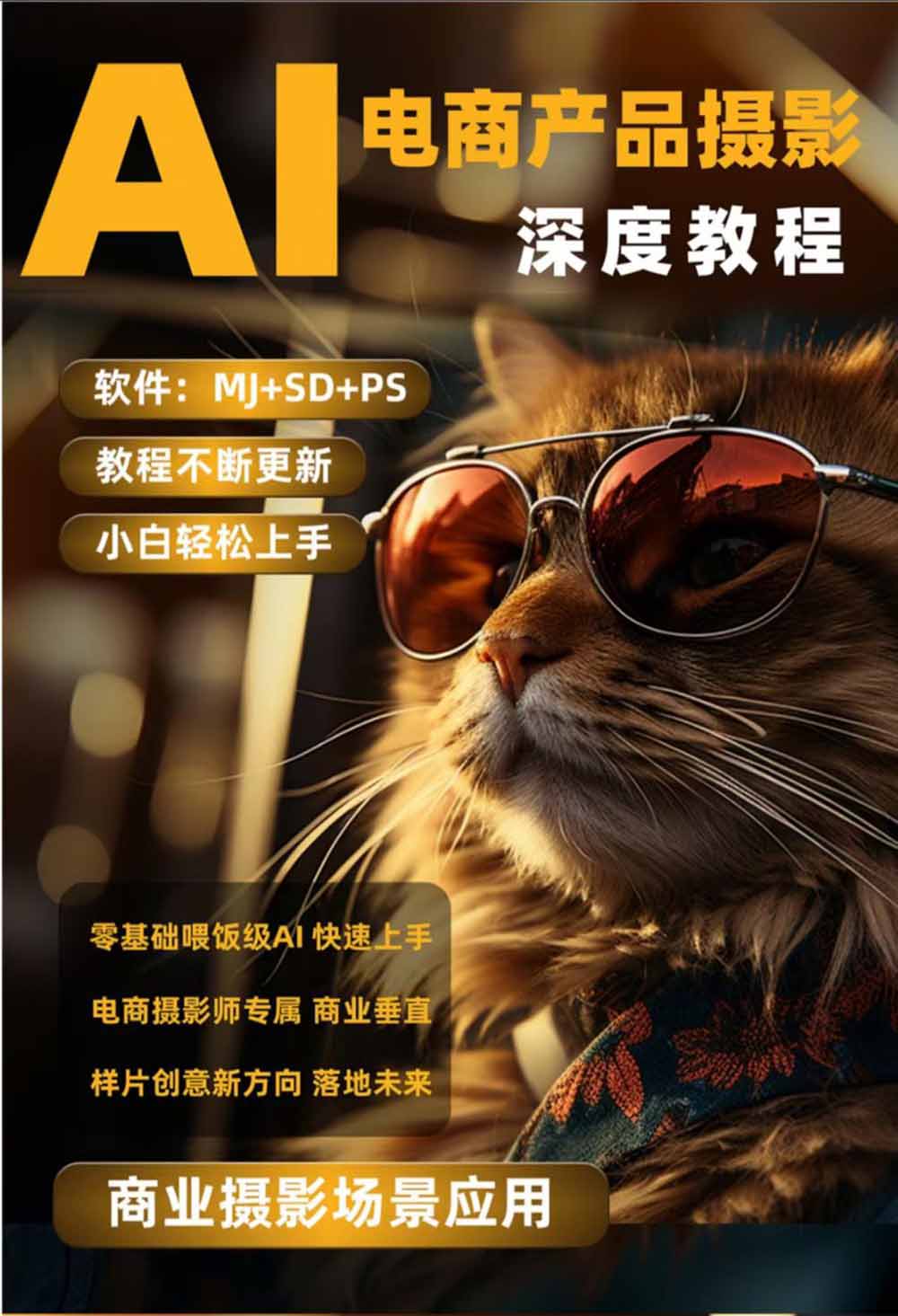 AI电商人像摄影实战课·SD多端部署｜MJ完整教学｜家电护肤家具商品图人像写真全案例-资源共享